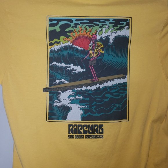 RIP CURL The Aloha Experience Yellow T Shirt Size Small - Picture 5 of 6